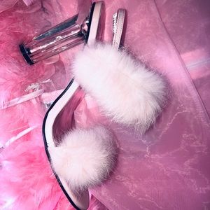 Pink fluffy heels
